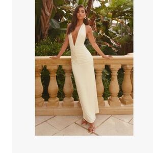 Peppermayo Cream Backless Maxi Dress